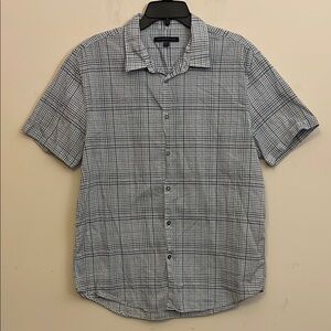 John Varvatos Blue Black Checkered Short Sleeve Shirt Size Large